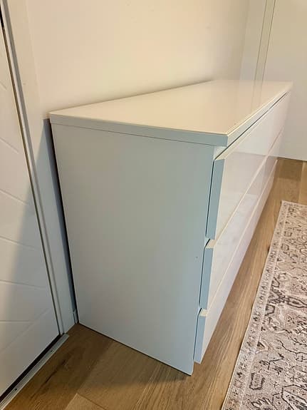 Byrå 6 lådor Malm Ikea m glasskiva