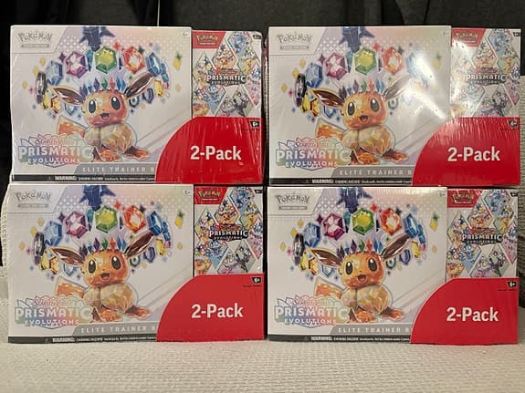 Pokémon Scarlet & Violet Prismatic Evolutions ETB + Booster Bundle 2-Pack (1st)