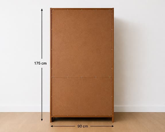 Trähylla med glasdörrar – 90×175×42 cm