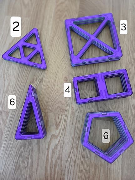 21 bitar Magformers lila
