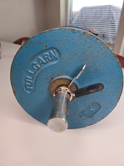 Vintage Tullgarn hantel i gjutjärn – 10 kg (skruvbar)