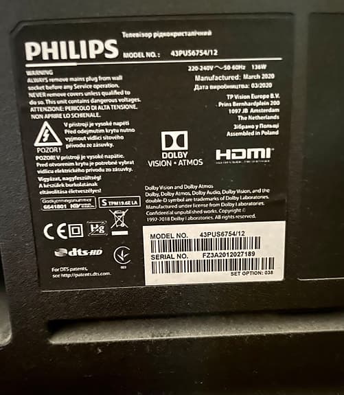 Philips 43” 4k Smart TV