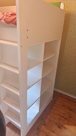 IKEA Småstad loftsäng med skrivbord och förvaring vit