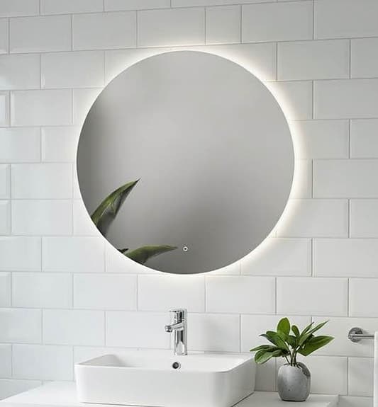 Rund badrumsspegel med inbyggd belysning (LED) - ny