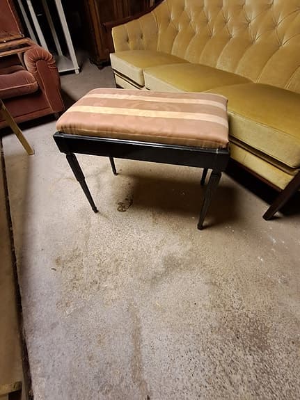 Antik, Vintage, Pall, Pianopall, med förvaring randig sits