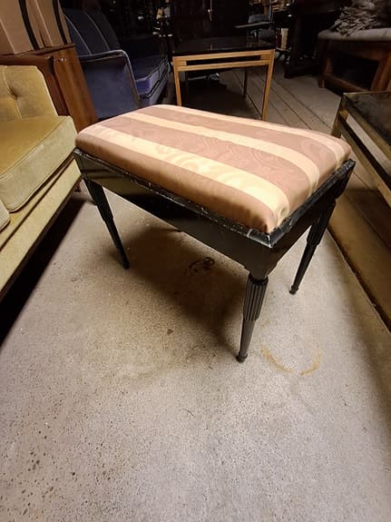 Antik, Vintage, Pall, Pianopall, med förvaring randig sits