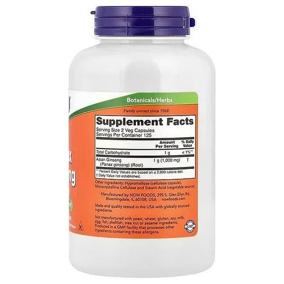 Panax Ginseng, 500 mg - 250 kapslar (adaptogen, asian, kosttillskott)