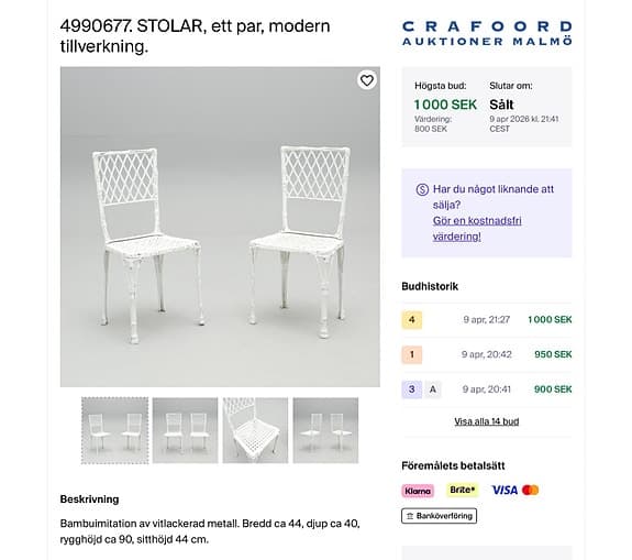 4 st stabila vita trädgårdsstolar i metall ev gjutjärn.