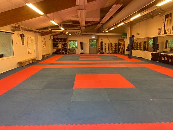 Pusselmatta/Träningsmatta Budo-Nord Röd/Blå 1x1m 23mm, från 100:-/kvm