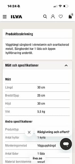 Ilva sängbord