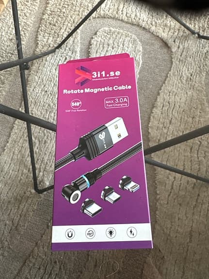 3i1.se Roterande Magnetisk Kabel för Laddning och Dataöverföring kan skickas
