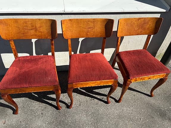 3 st retro stolar i bonad björk (1930/40-tal)