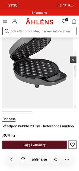 Princess bubble waffle järn våffeljärn