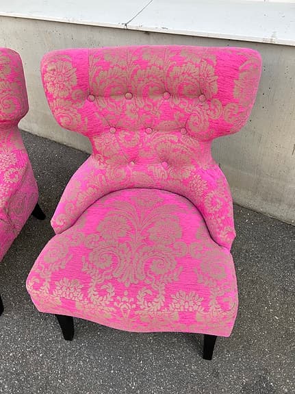 Designfåtölj "Lady" Homeline – Unik Emmafåtölj i cerise/guld