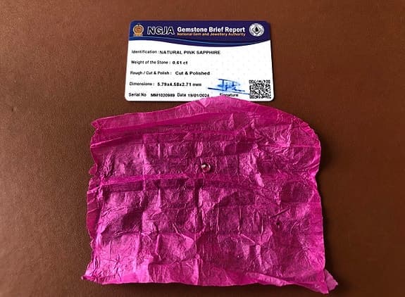 Naturlig rosa safir 0,61 ct