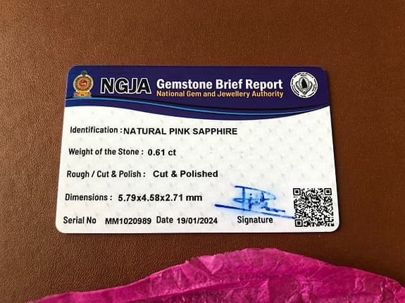Naturlig rosa safir 0,61 ct