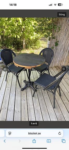 Cafeset balkongmöbler gjutjärnsbord med 3 stolar