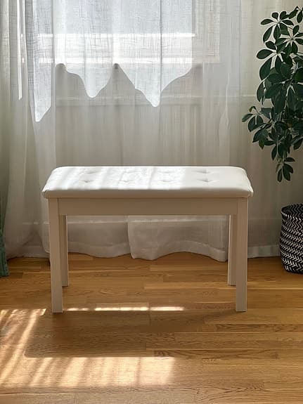Vit Sittbänk Dubbel Pianopall med Förvaring – Fungerar även som Sängbänk