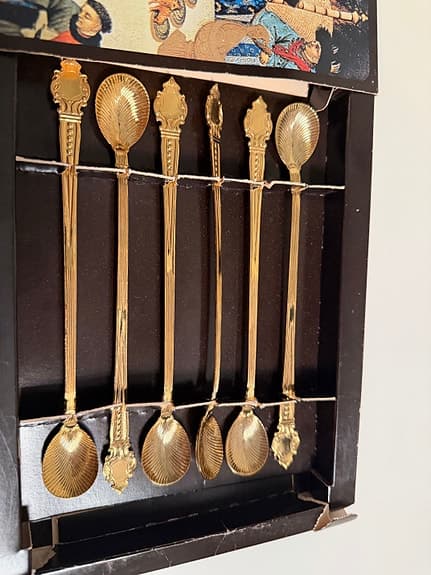 Scandia Guld 24K Guldbelagda Skedar 6st Vintage Presentask