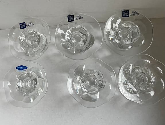 6st små Ljusstakar ARABIA FINN CRYSTAL Finland, de har kvar etikettmärkningen.