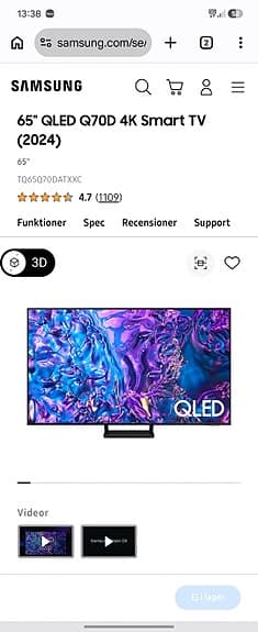 65" QLED Q70D 4K Smart TV