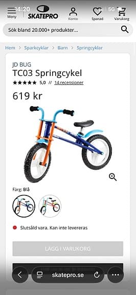 Lila springcykel från JD Bug