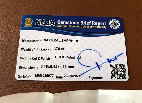 Naturlig safir 1,78 ct lös sten