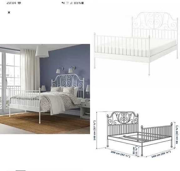 IKEA Leirvik sängram 160x200 vit metall