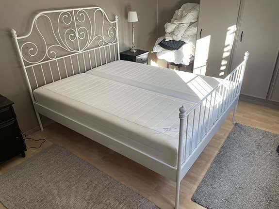 IKEA Leirvik sängram 160x200 vit metall