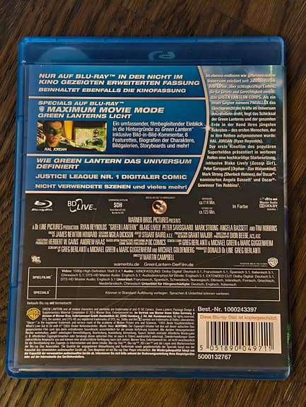 Bluray: Green lantern Extended cut (blu-ray film)