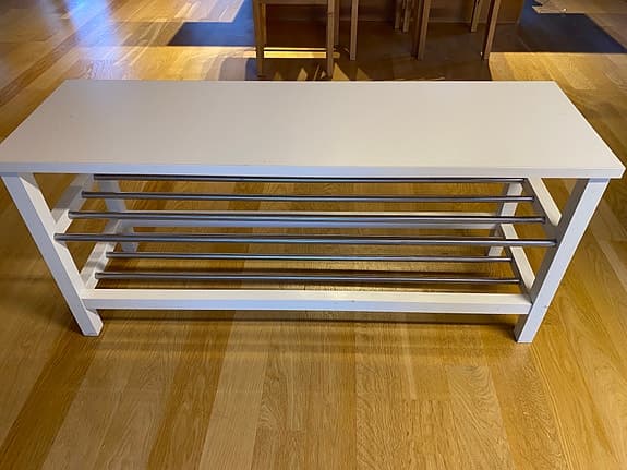 TJUSIG Bänk med skoförvaring, vit, 108x34x50 cm