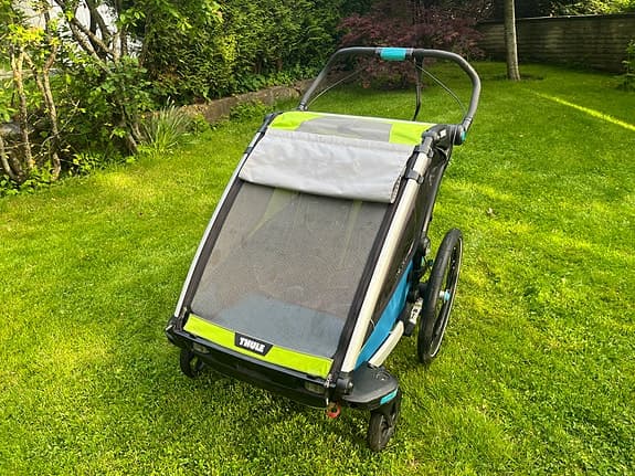 Thule Chariot Sport 2 blå/grön med jogging- och cykelkit