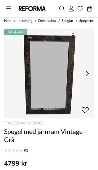 Spegel med järnram