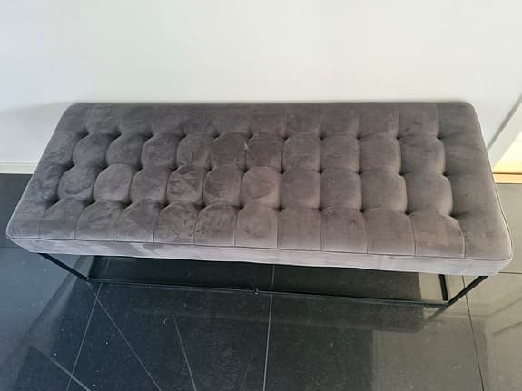 Sittbänk grå sammet