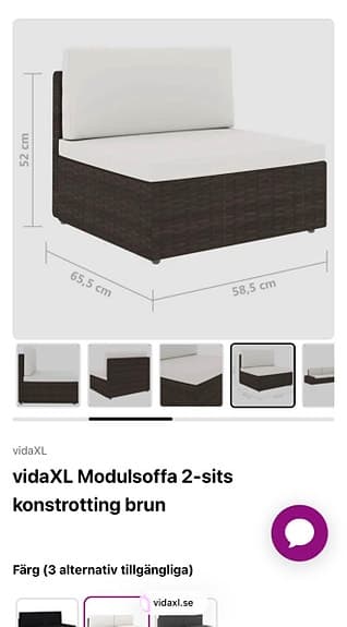 Modulsoffa 2-sits brun rotting