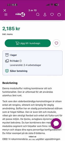 Modulsoffa 2-sits brun rotting