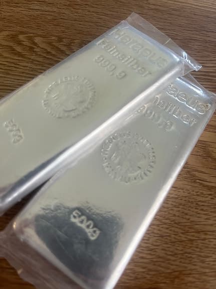 Heraeus silvertackor 500 g 999,9 finsilver