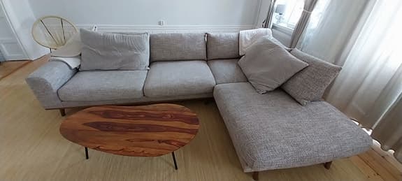 Copenhagen Premium 4-sits L-soffa med djup schäslong – Brun chenille
