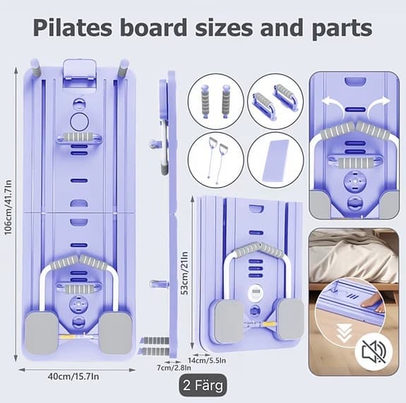 Pilates träningsbräda med motståndsband lila