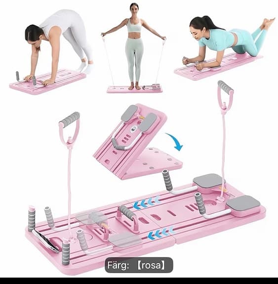 Pilates träningsbräda med motståndsband lila