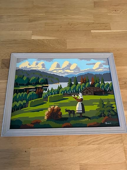 2 st handmålade unika tavlor - skog och vatten