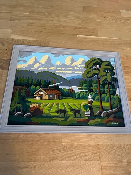 2 st handmålade unika tavlor - skog och vatten