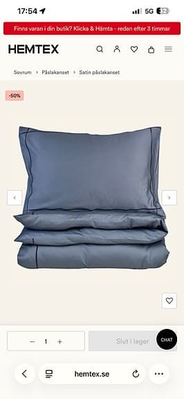 Hemtex Satin Bäddset blå