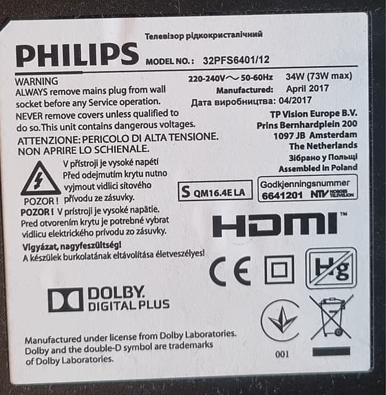 Philips 32PFS6401/12 32" smart TV