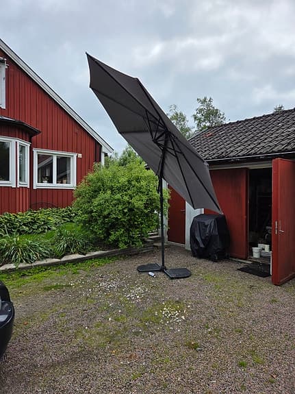 Frihängande parasoll (3m) med vikter