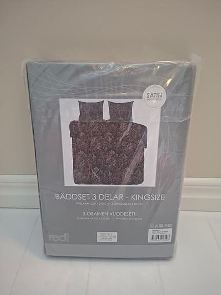 Redlunds Bäddset 3 delar kingsize satin med lövmönster