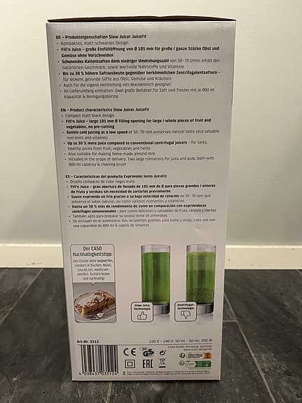 Caso Design JuiceFit Slow Juicer – Helt ny i oöppnad kartong