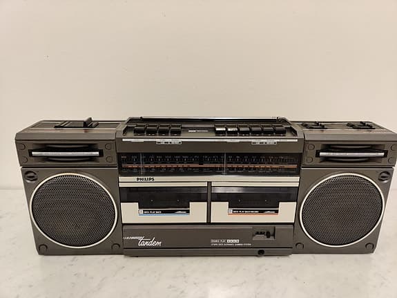 Vintage, retro, Philips TR3843, boombox,  kassettbandspelare, 1980-tal
