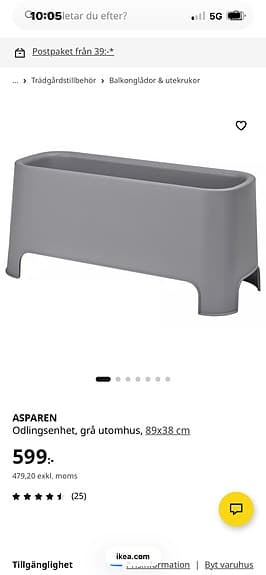 Ikea ASPFÄRREN avlång kruka grön