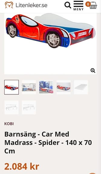 Kobi barnsäng Car Spider 140x70 röd